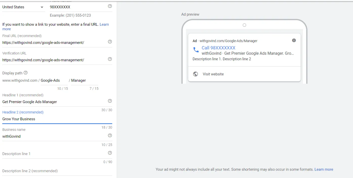 - Govind Singh Create Google’s Call Ads with Govind